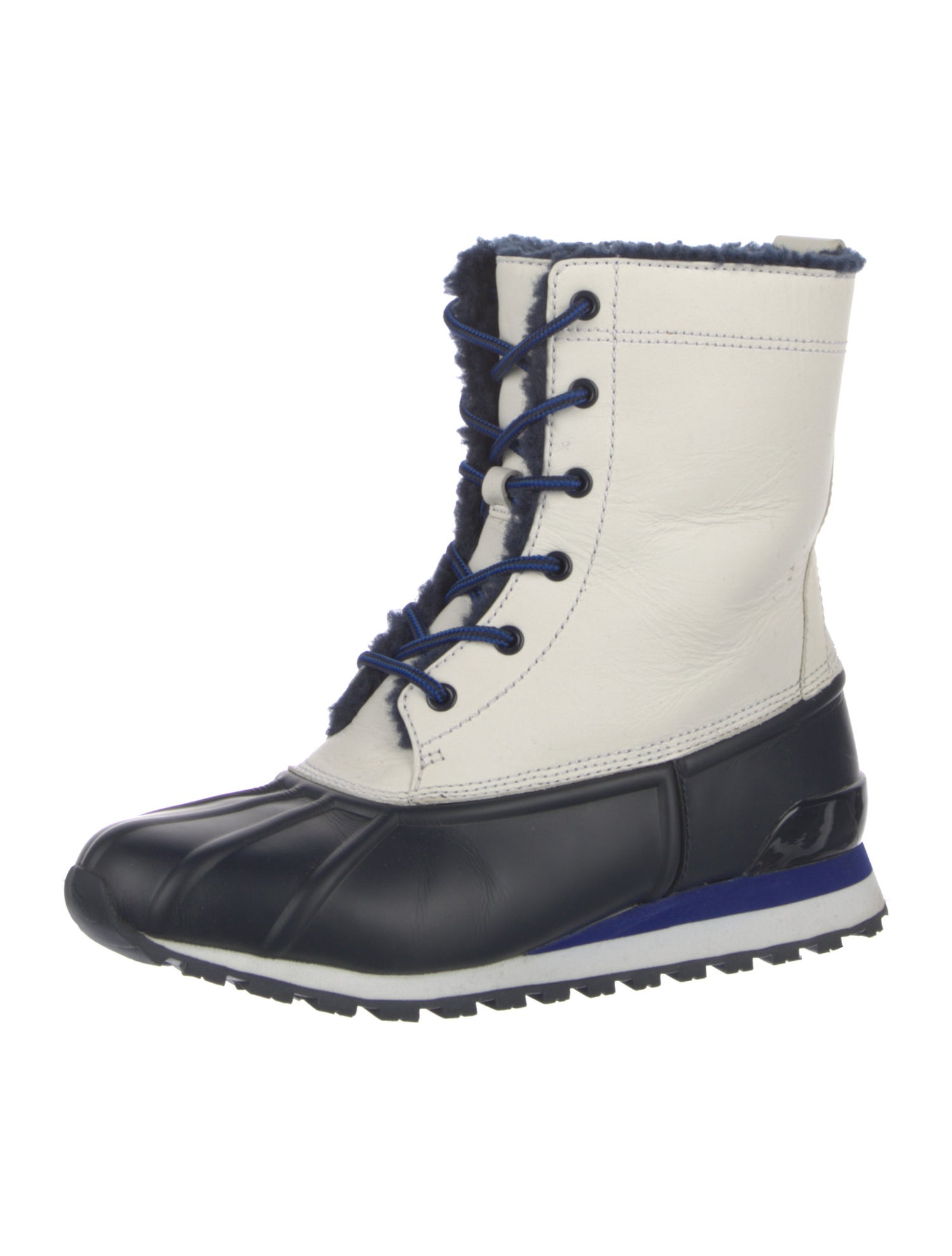 Tory Sport Leather Colorblock Pattern Lace-Up Boots