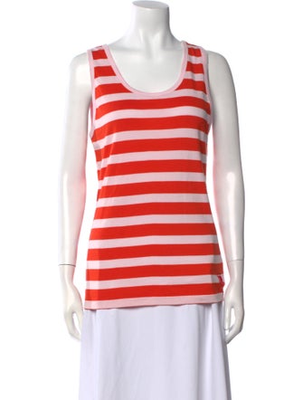 Tory Sport Striped Scoop Neck Top