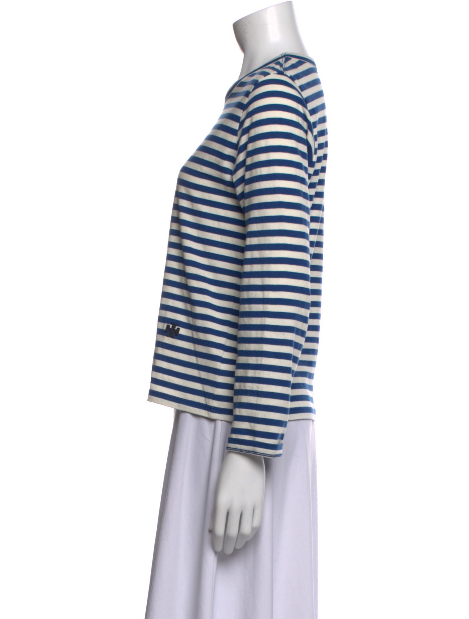 Tory Sport Striped Crew Neck Top