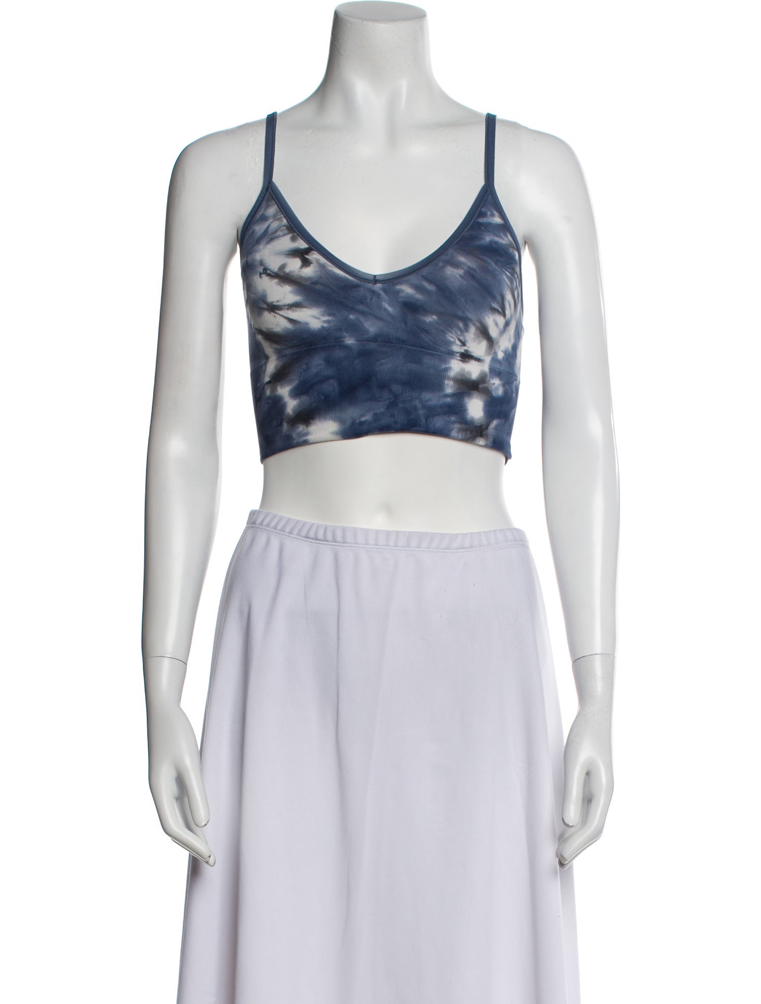 Tory Sport Tie-Dye Print Scoop Neck Crop Top
