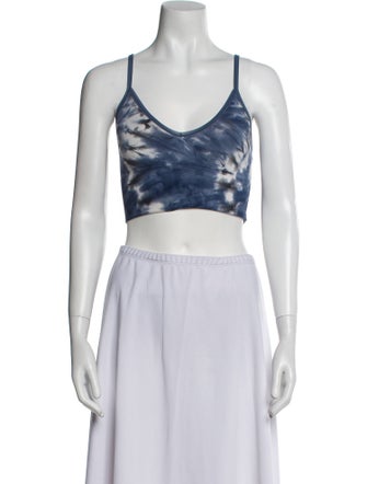Tory Sport Tie-Dye Print Scoop Neck Crop Top