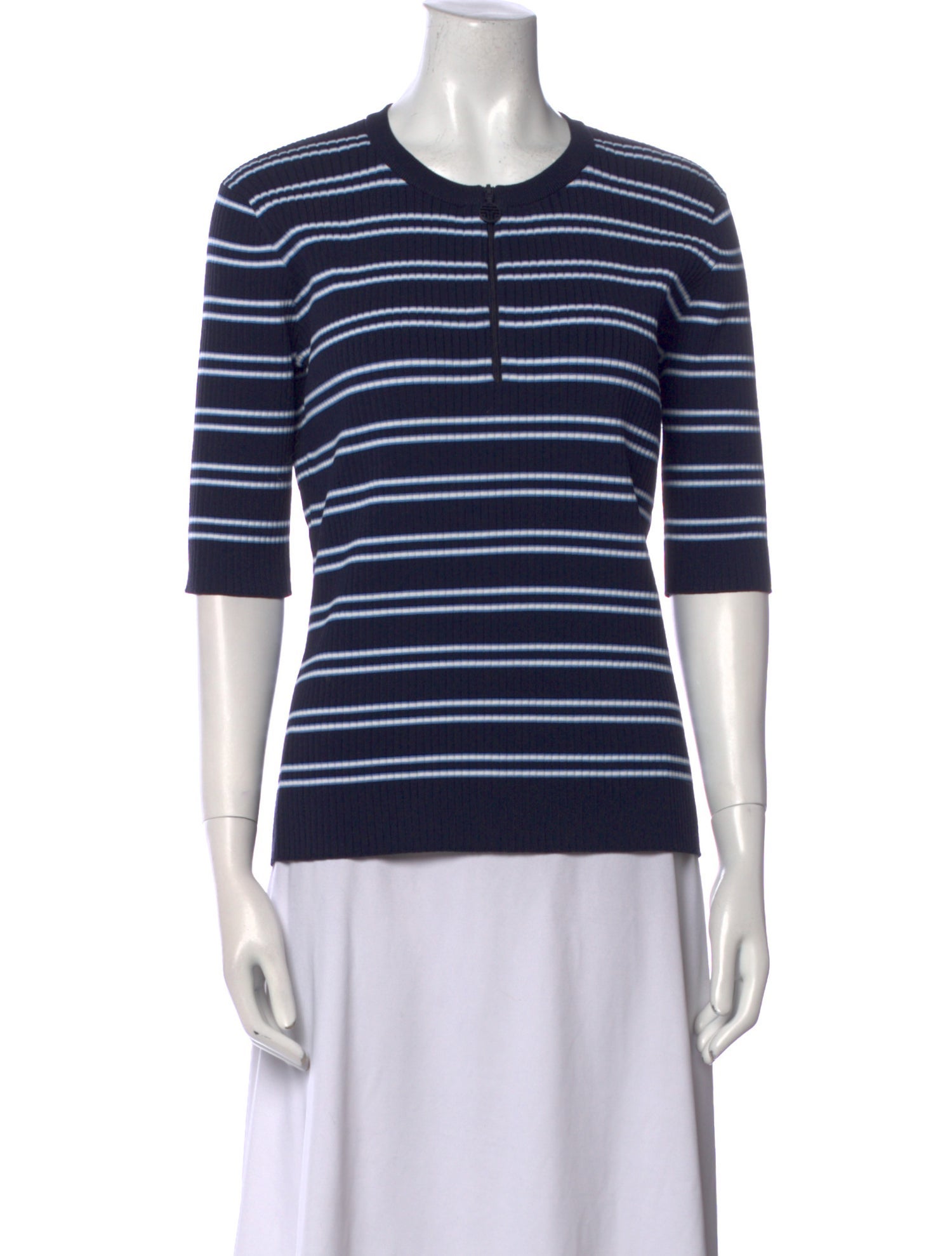 Tory Sport Striped Crew Neck Sweater