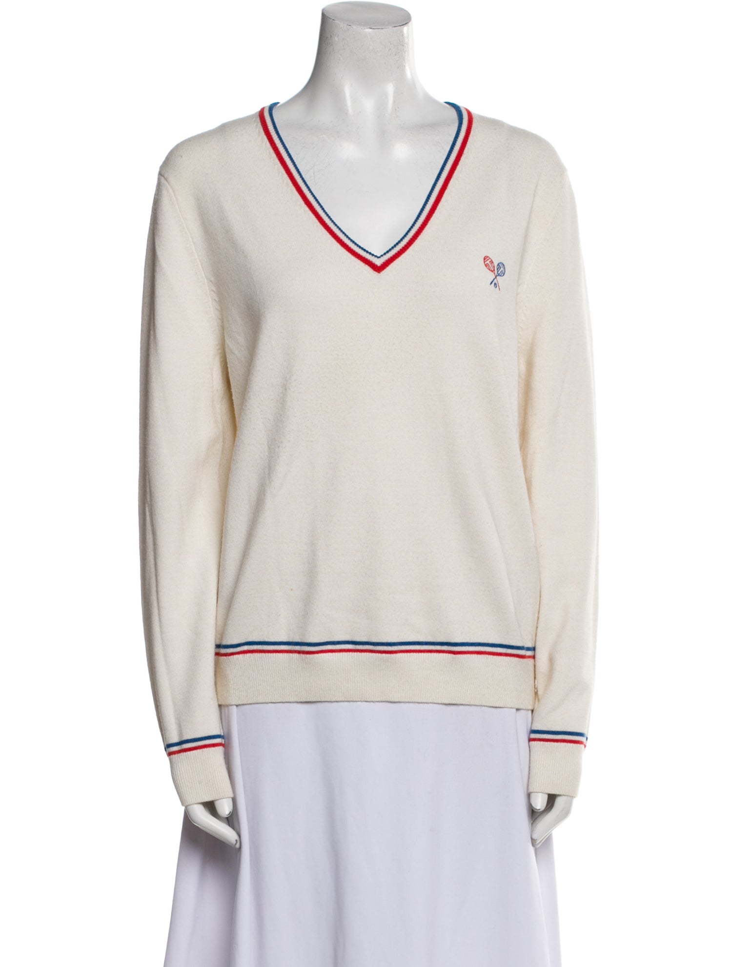 Tory Sport Colorblock Pattern V-Neck Sweater