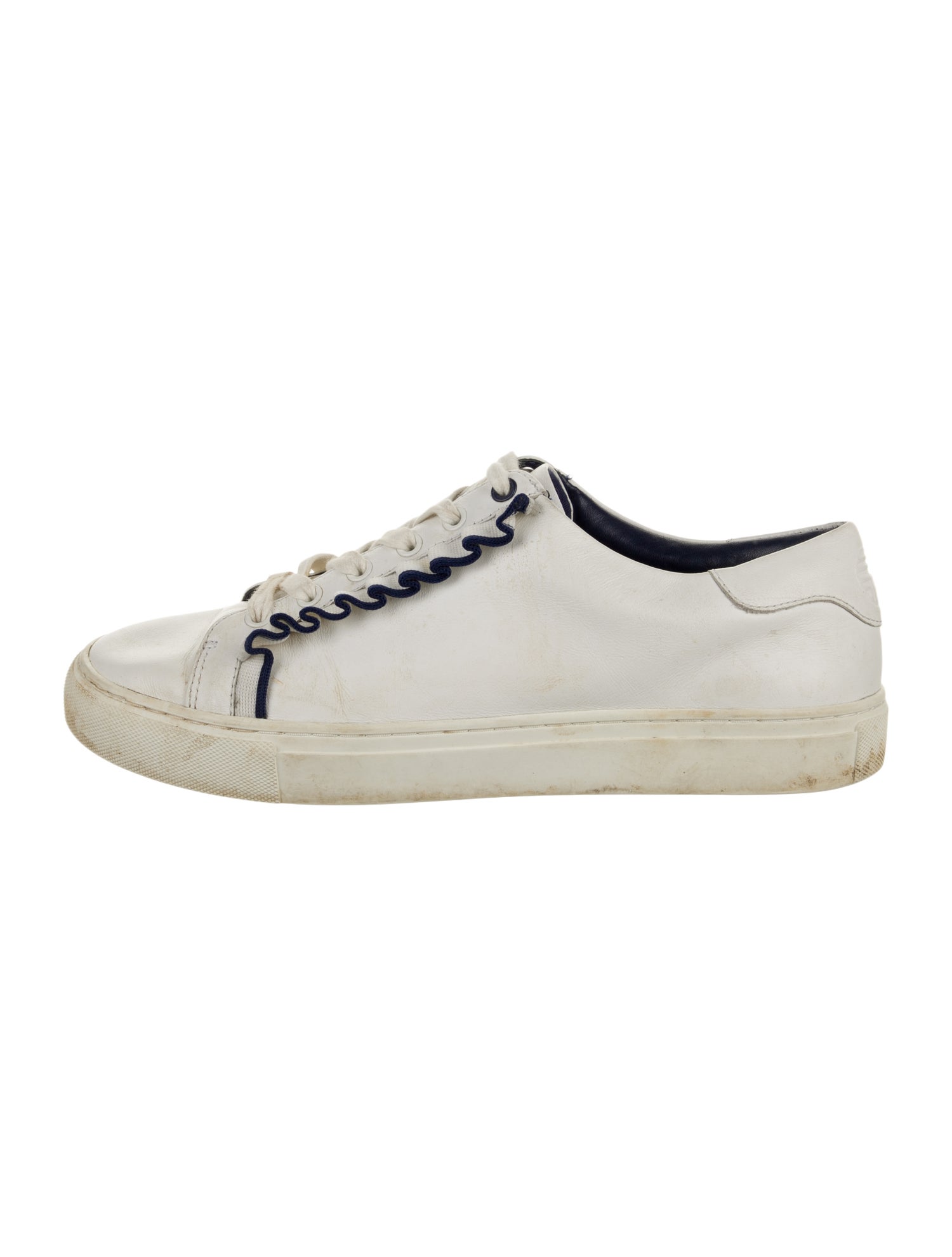 Tory Sport Leather Ruffle Embellishment Sneakers
