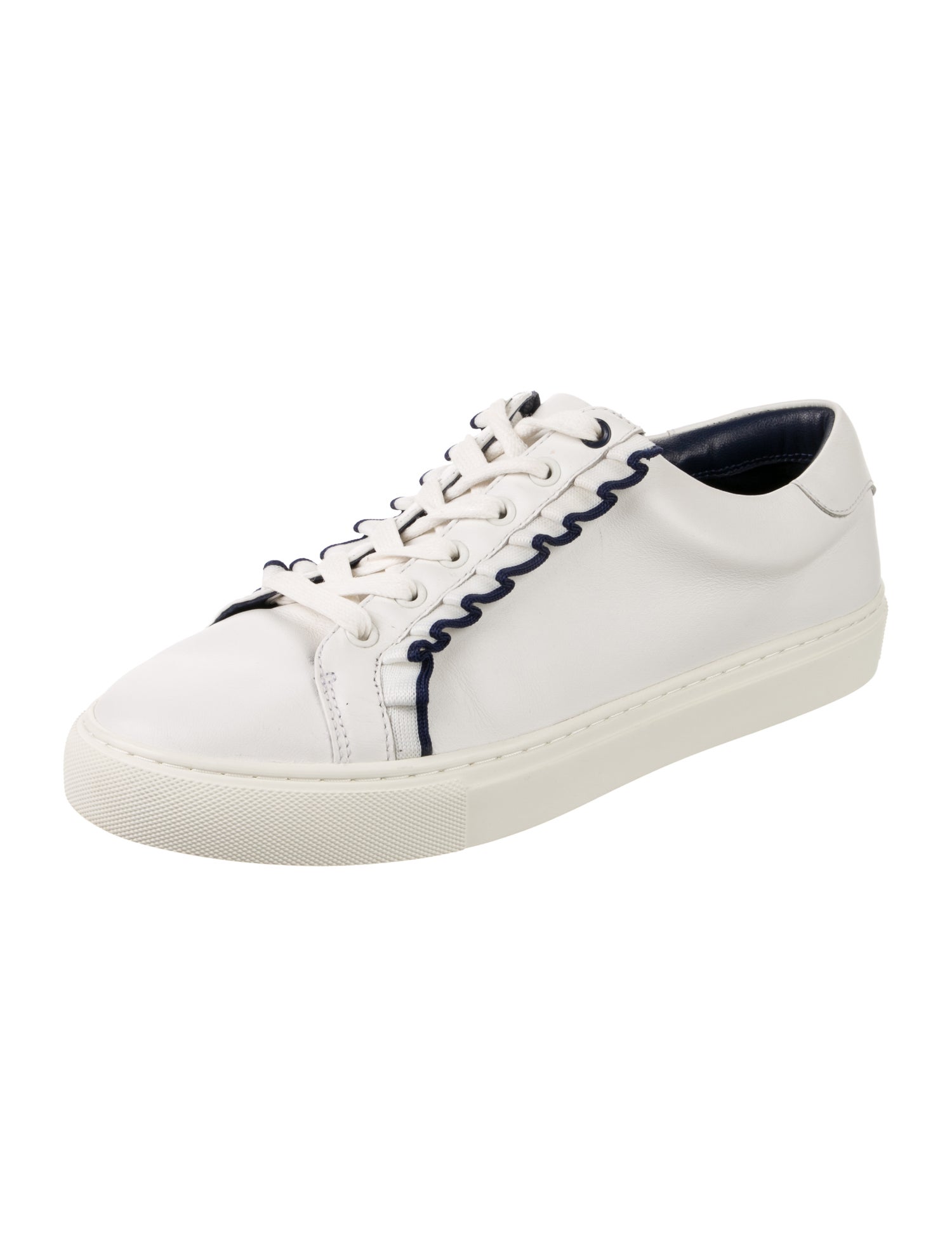 Tory Sport Leather Ruffle Embellishment Sneakers