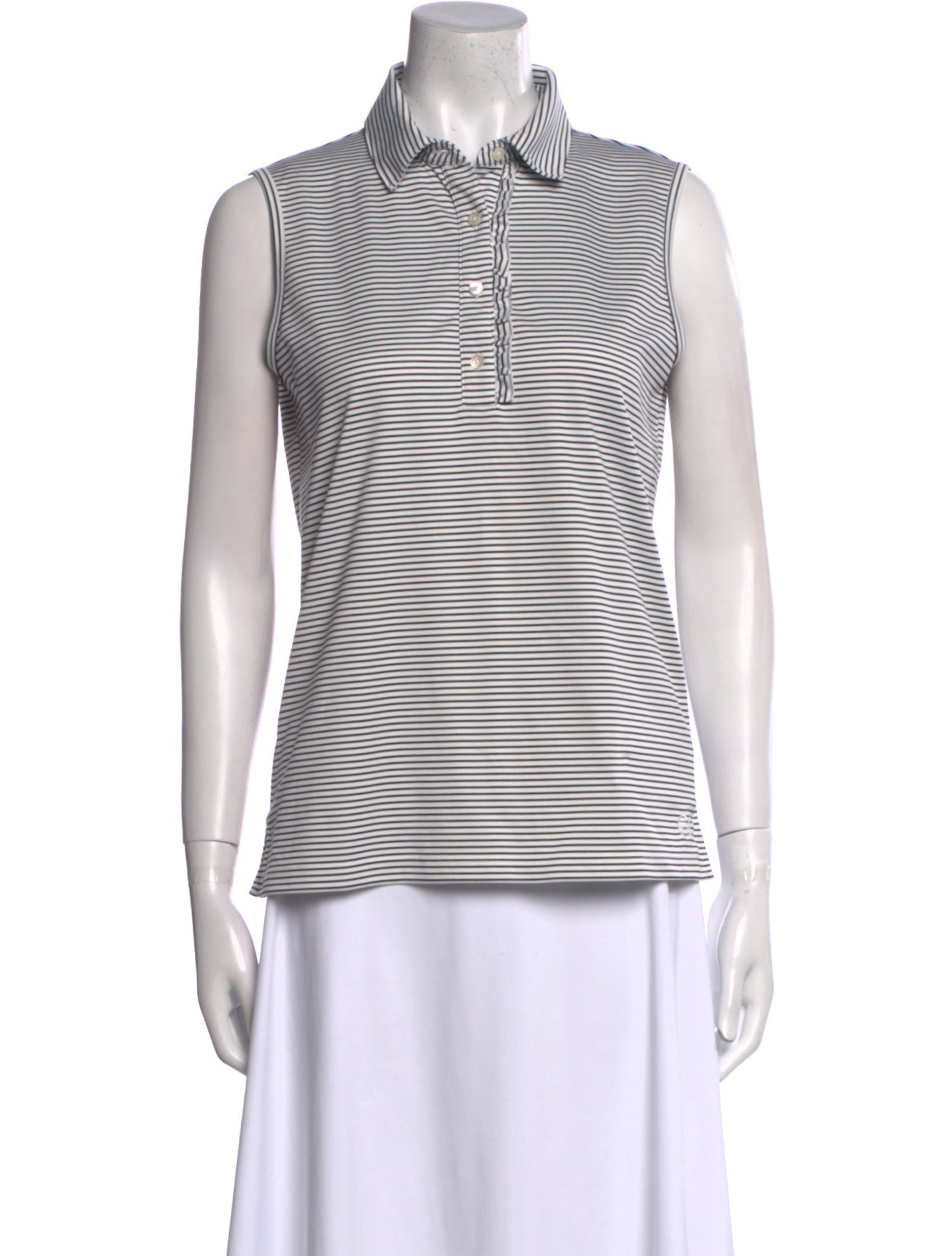 Tory Sport Striped Mock Neck Top