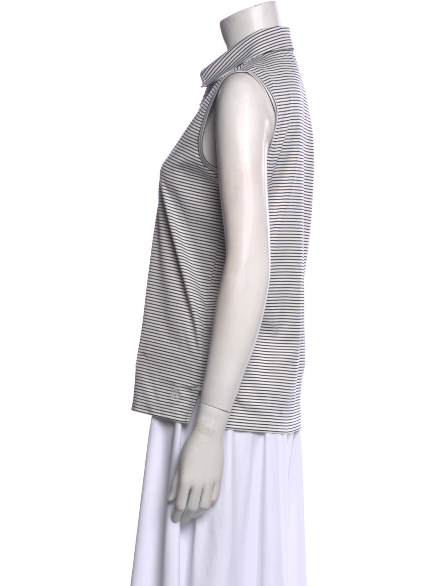 Tory Sport Striped Mock Neck Top