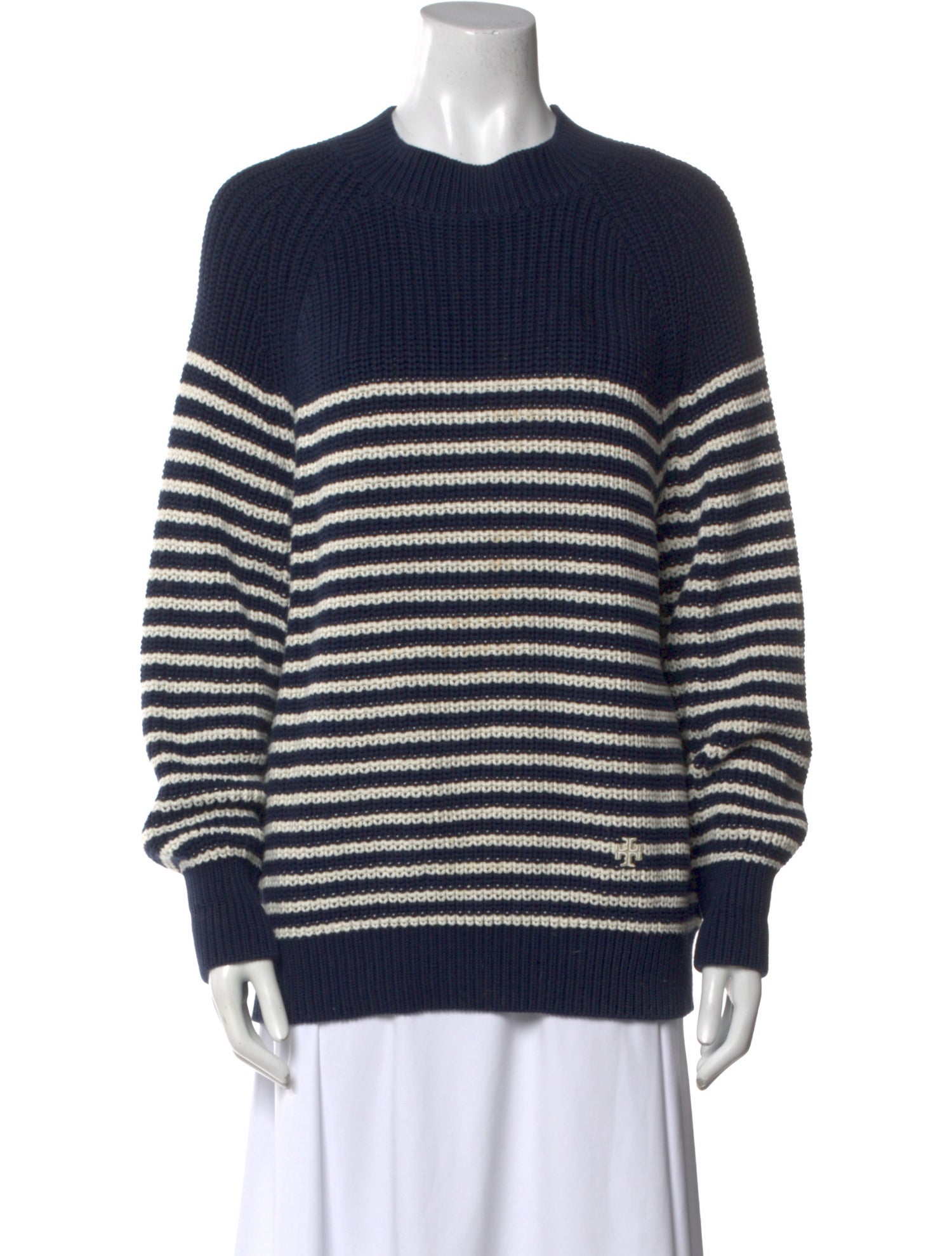 Tory Sport Striped Crew Neck Sweater