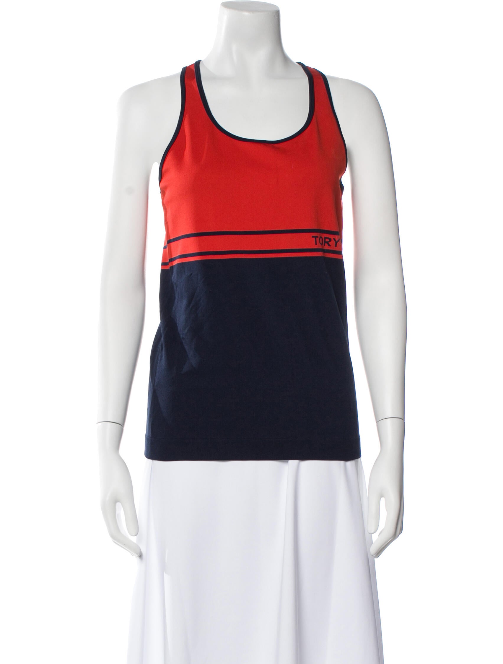 Tory Sport Colorblock Pattern Scoop Neck Top