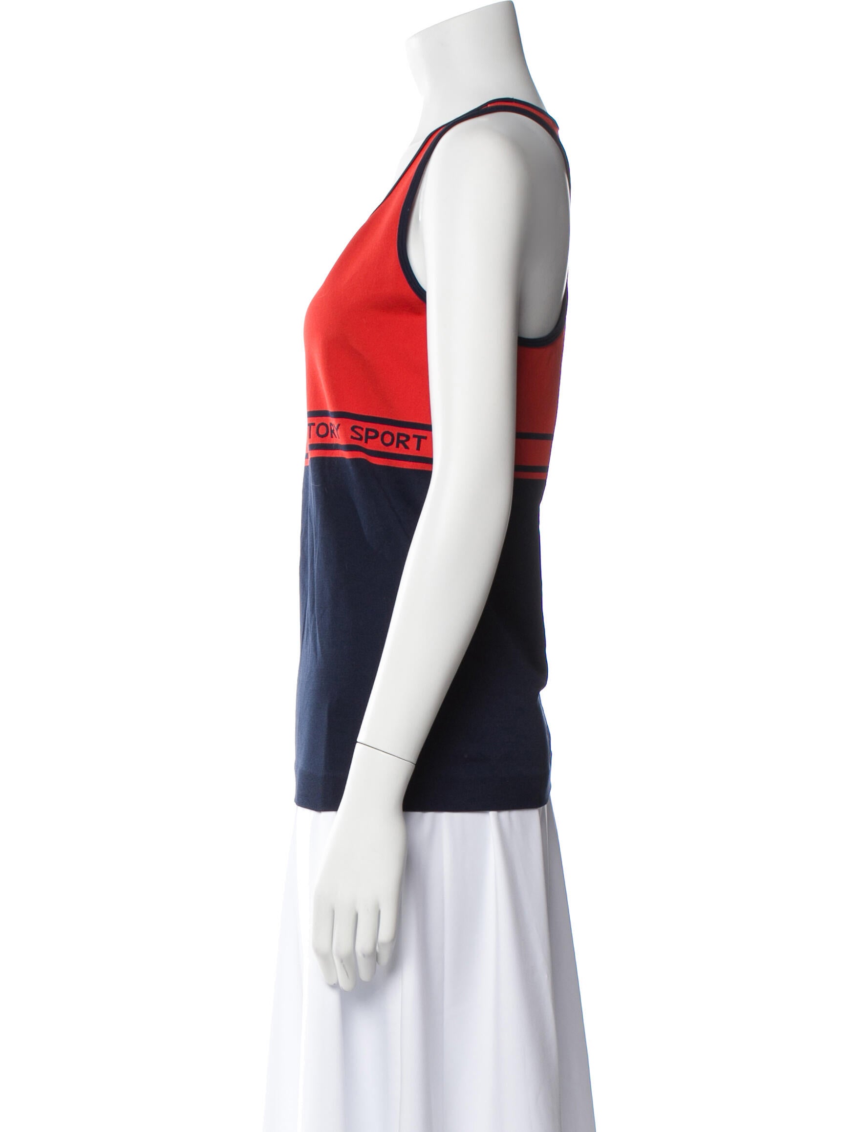 Tory Sport Colorblock Pattern Scoop Neck Top
