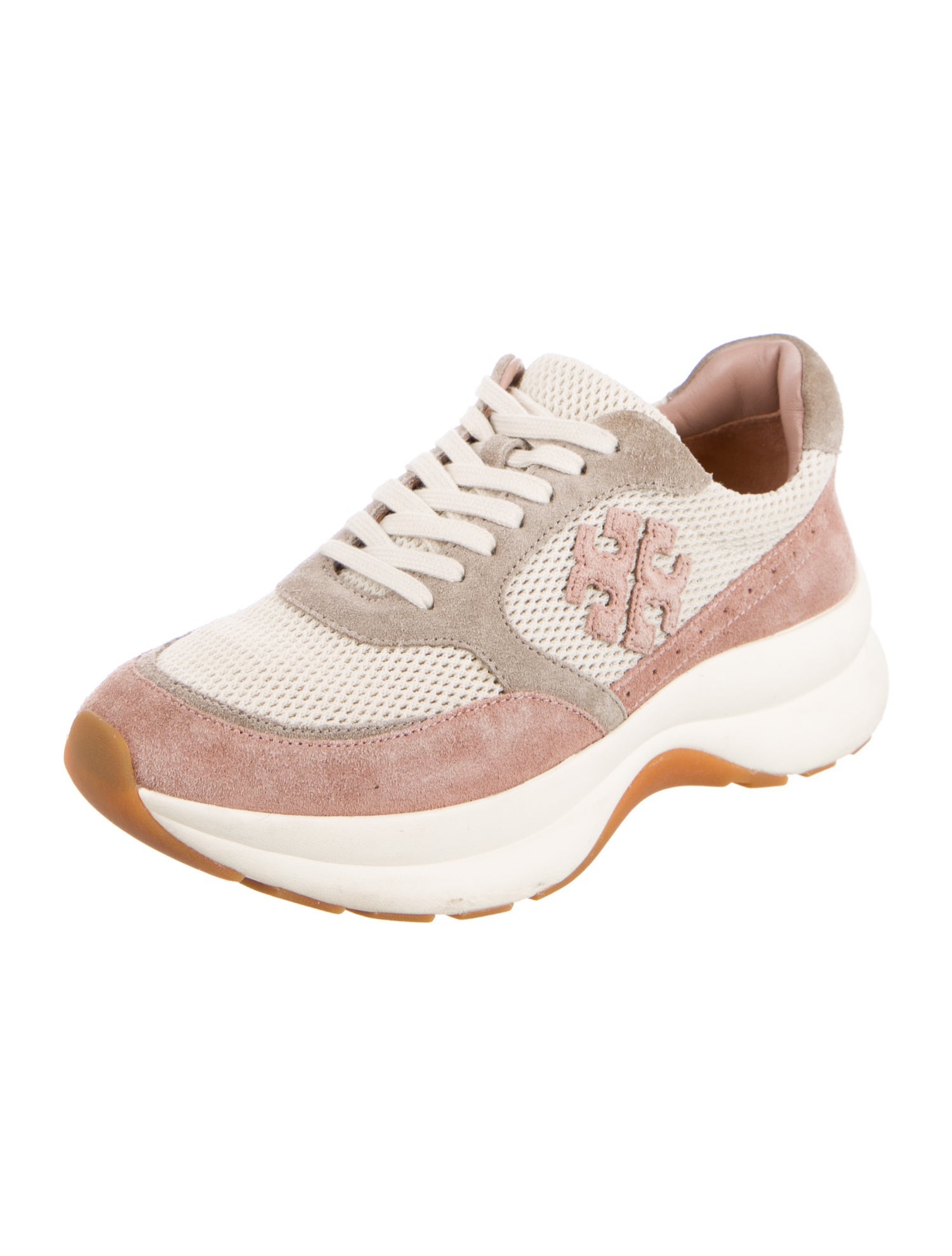 Tory Sport Suede Colorblock Pattern Chunky Sneakers