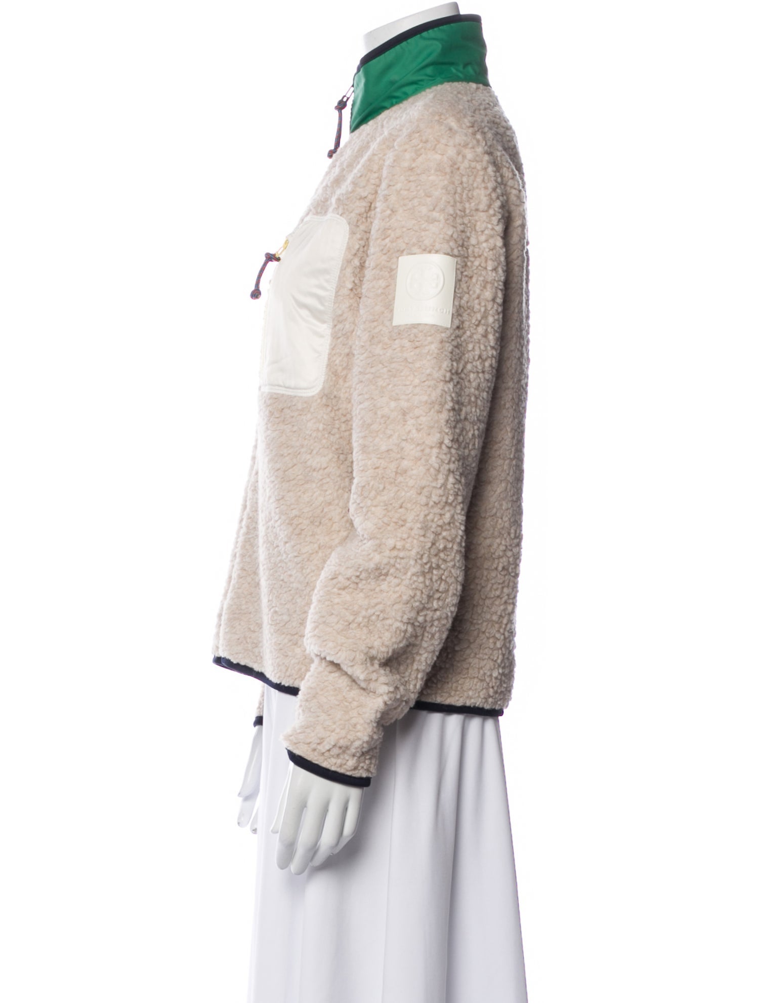 Tory Sport Faux Shearling Colorblock Pattern Faux Fur Jacket