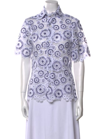 Tokyo James Printed Mock Neck Button-Up Top