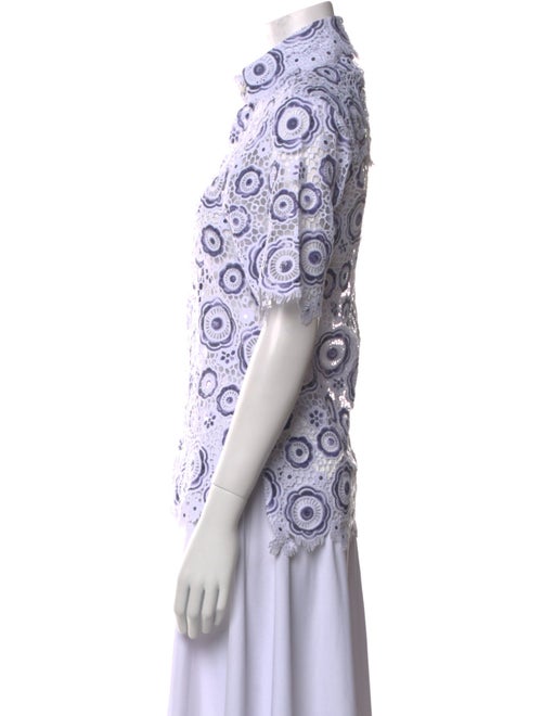 Tokyo James Printed Mock Neck Button-Up Top