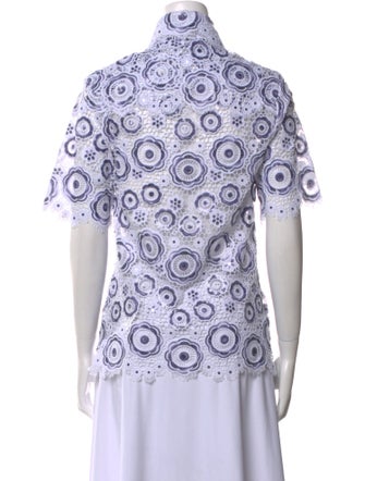 Tokyo James Printed Mock Neck Button-Up Top