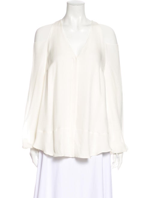 Tamara Mellon Silk V-Neck Blouse White