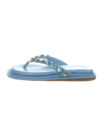 Tamara Mellon Leather Colorblock Pattern Flip Flops