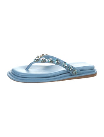 Tamara Mellon Leather Colorblock Pattern Flip Flops