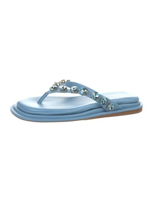 Tamara Mellon Leather Colorblock Pattern Flip Flops