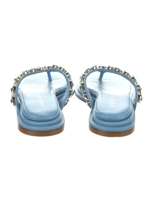 Tamara Mellon Leather Colorblock Pattern Flip Flops