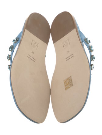 Tamara Mellon Leather Colorblock Pattern Flip Flops