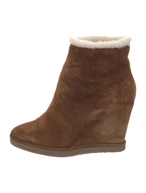 Tamara Mellon Suede Faux Fur Trim Boots