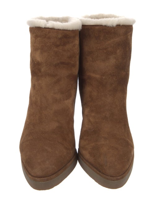 Tamara Mellon Suede Faux Fur Trim Boots