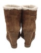 Tamara Mellon Suede Faux Fur Trim Boots