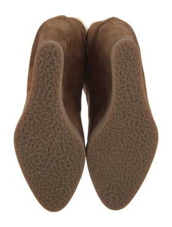 Tamara Mellon Suede Faux Fur Trim Boots