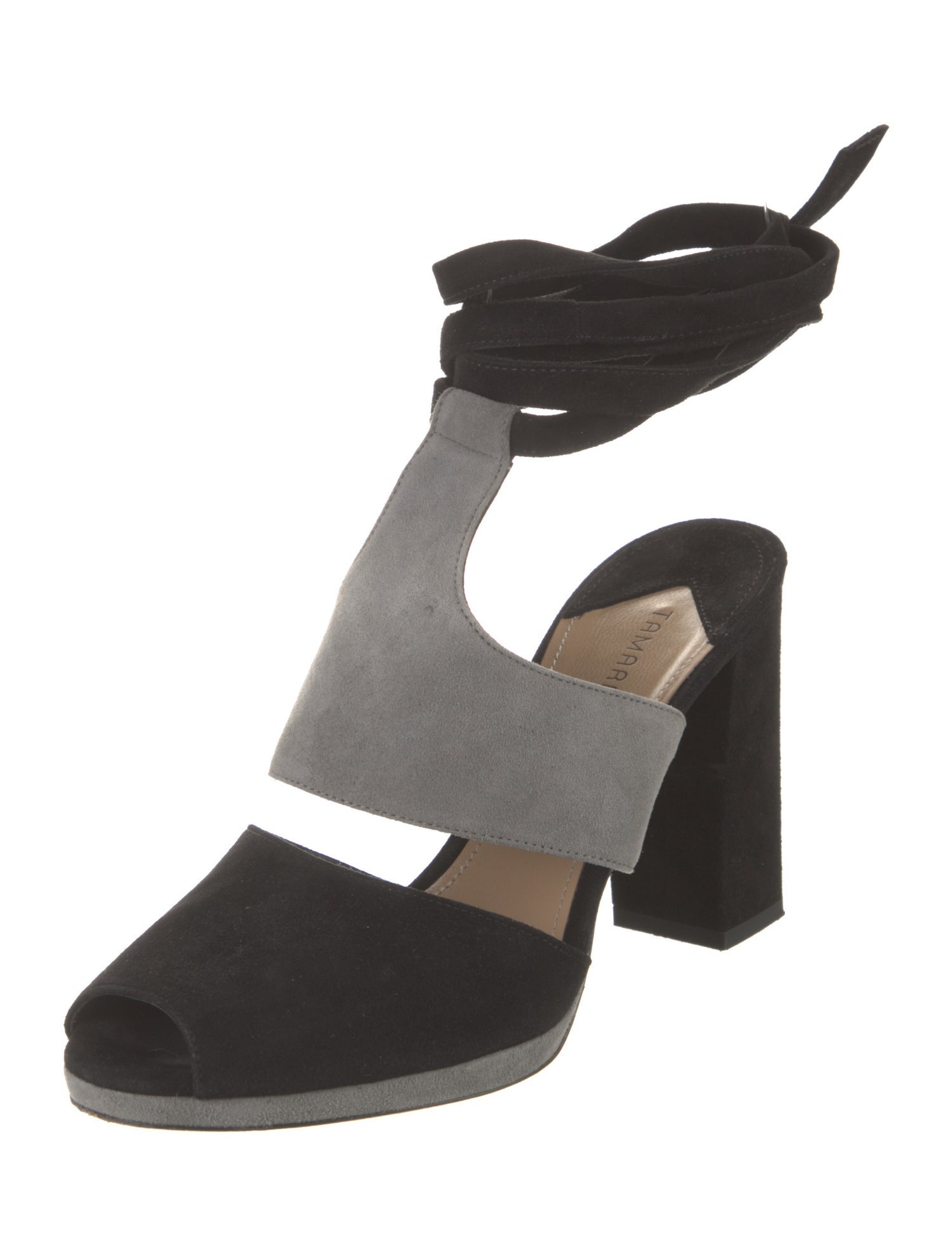 Tamara Mellon Suede Colorblock Pattern Sandals