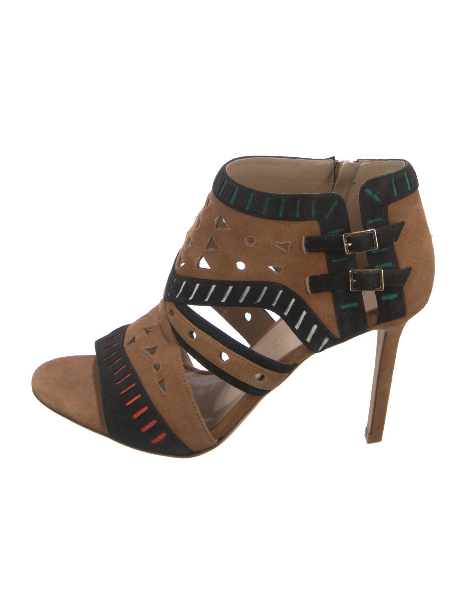 Tamara Mellon Suede Lasercut Accents Sandals
