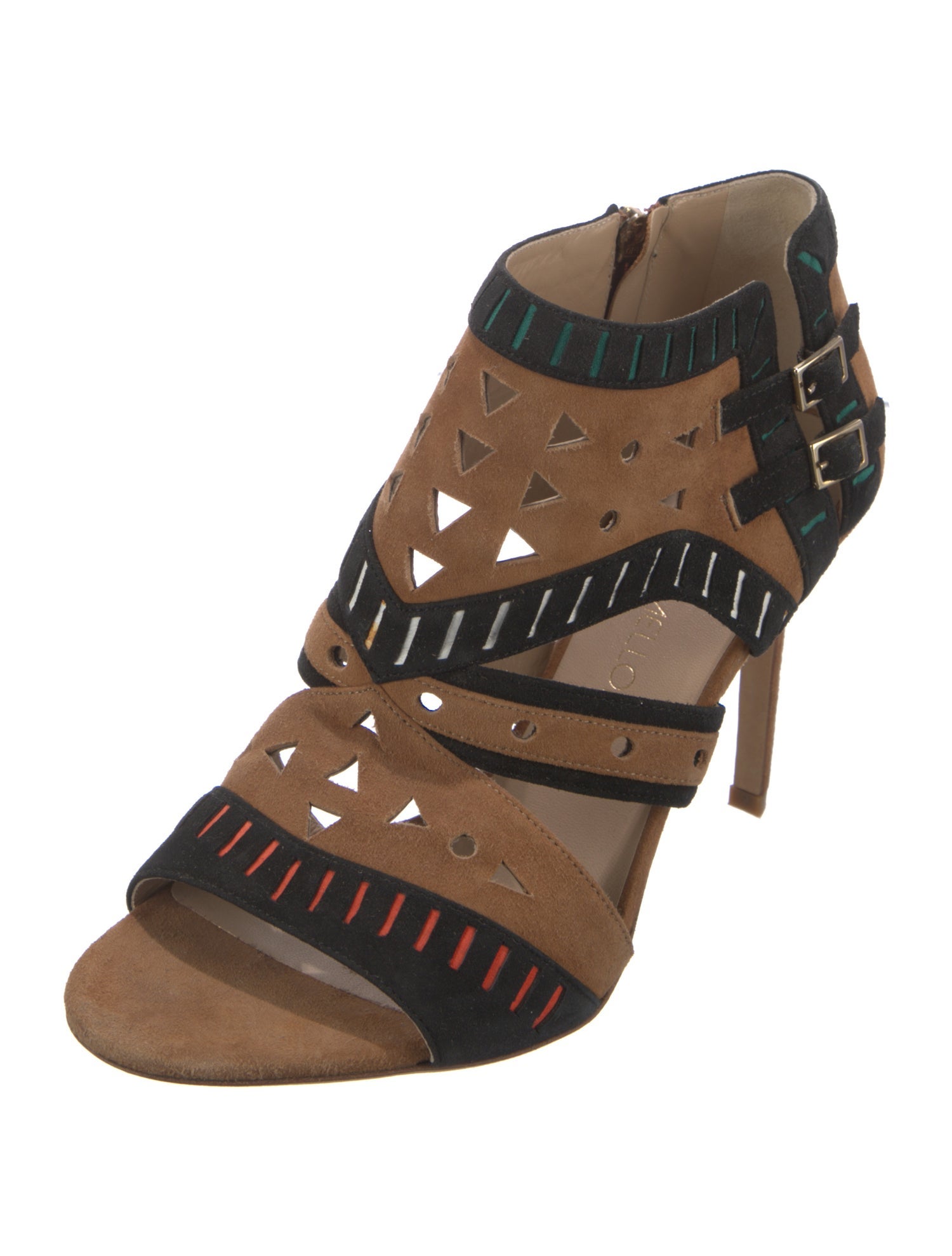 Tamara Mellon Suede Lasercut Accents Sandals