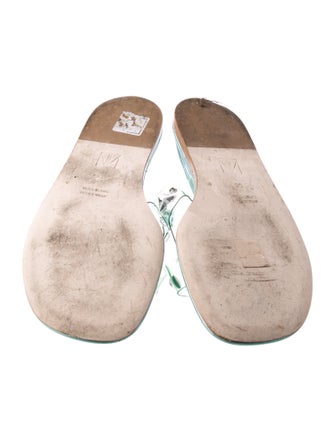 Tamara Mellon Leather Crystal Embellishments Slides