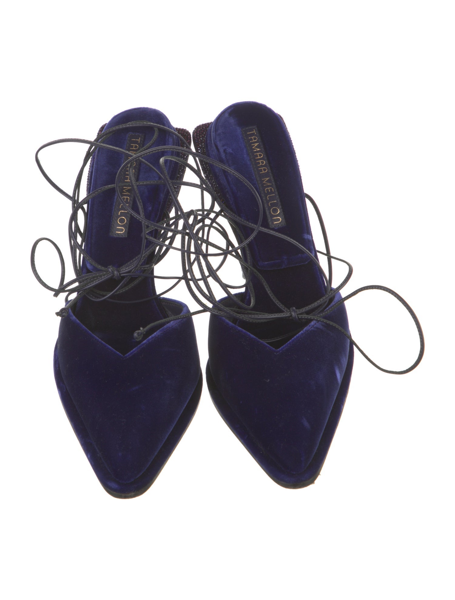 Tamara Mellon Velvet Crystal Embellishments D'Orsay Pumps