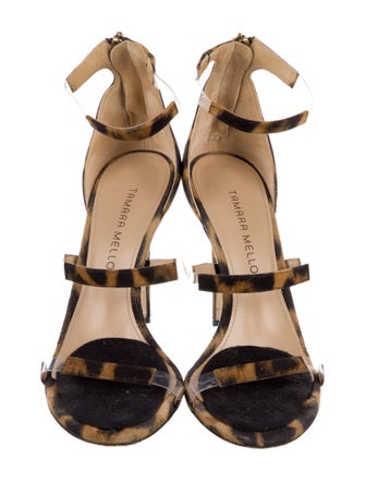 Tamara Mellon Suede Animal Print Sandals