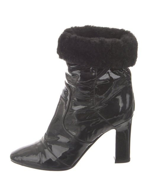 Tamara Mellon Patent Leather Faux Fur Trim Boots