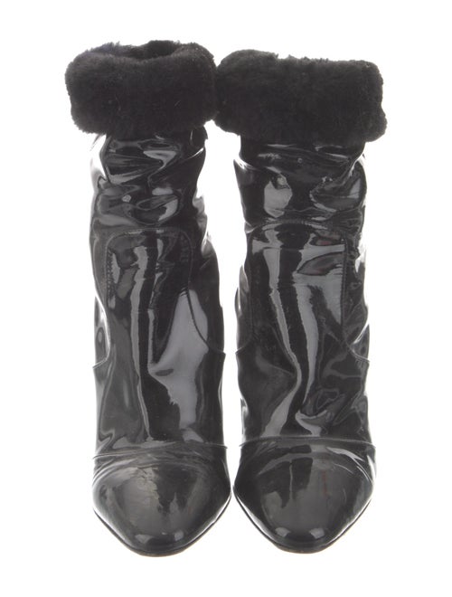 Tamara Mellon Patent Leather Faux Fur Trim Boots