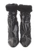 Tamara Mellon Patent Leather Faux Fur Trim Boots