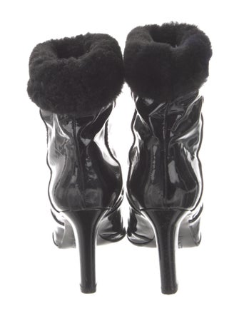 Tamara Mellon Patent Leather Faux Fur Trim Boots