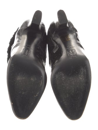 Tamara Mellon Patent Leather Faux Fur Trim Boots