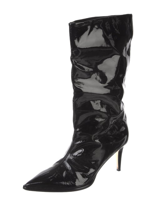 Tamara Mellon Patent Leather Leather Trim Embellishment Combat Boots