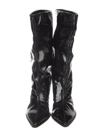 Tamara Mellon Patent Leather Leather Trim Embellishment Combat Boots