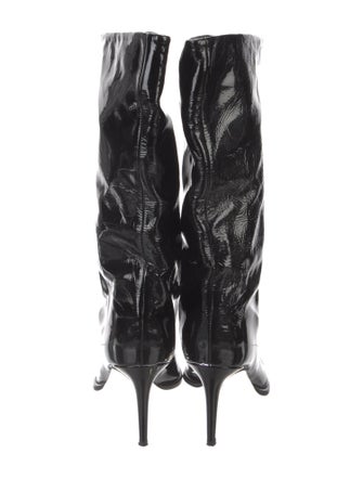 Tamara Mellon Patent Leather Leather Trim Embellishment Combat Boots