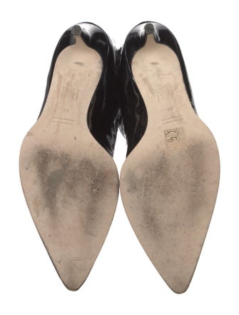 Tamara Mellon Patent Leather Leather Trim Embellishment Combat Boots