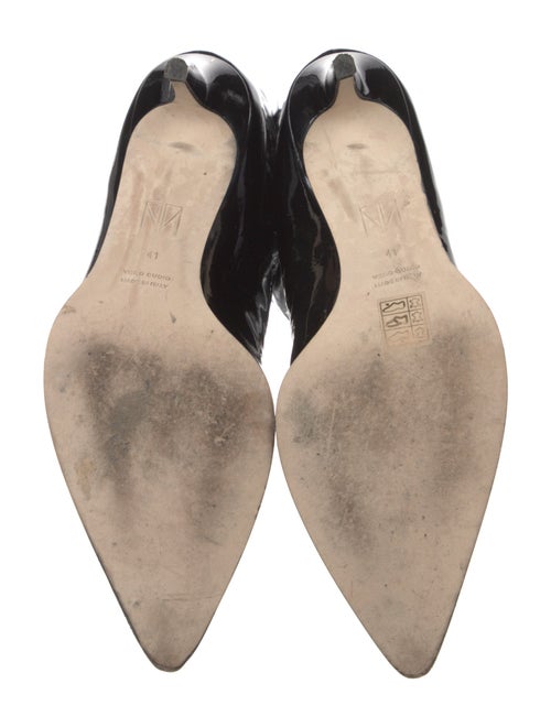 Tamara Mellon Patent Leather Leather Trim Embellishment Combat Boots