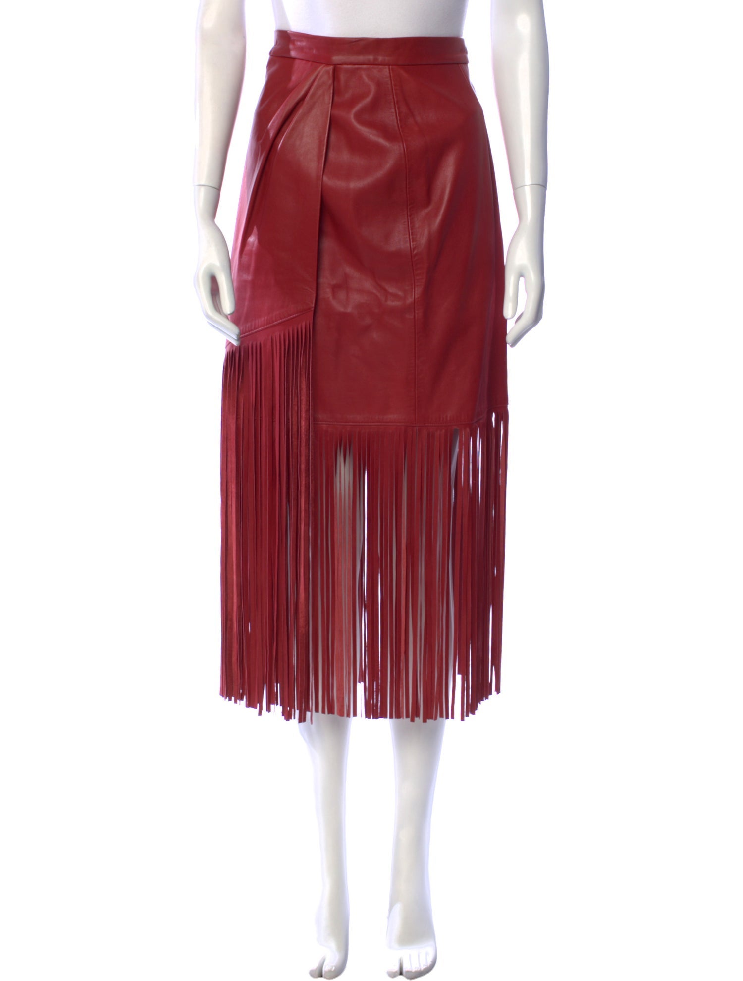 Tamara Mellon Lamb Leather Midi Length Skirt