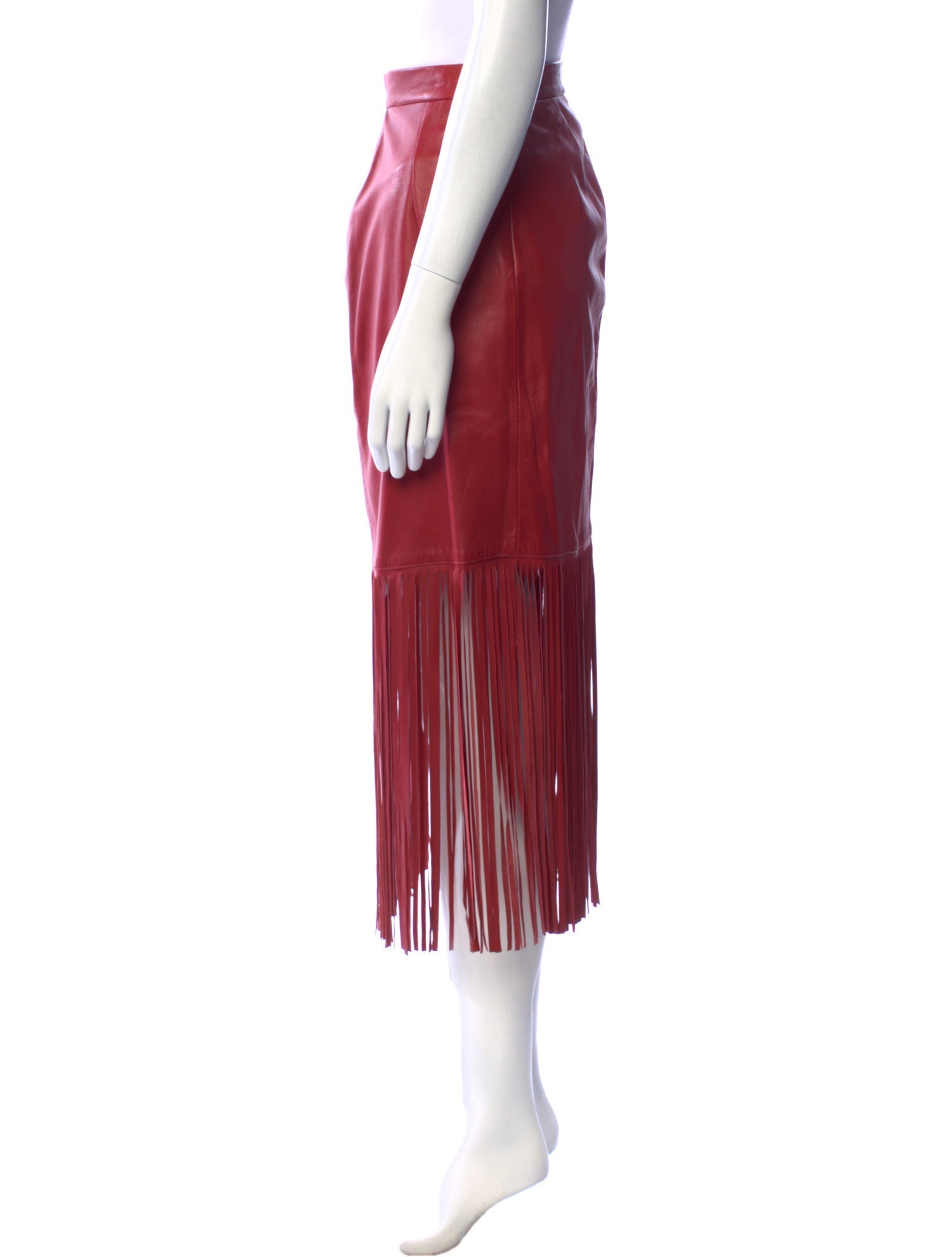 Tamara Mellon Lamb Leather Midi Length Skirt