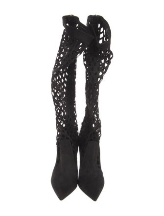 Tamara Mellon Suede Cutout Accent Sock Boots