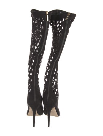 Tamara Mellon Suede Cutout Accent Sock Boots