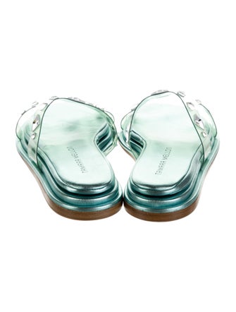 Tamara Mellon Leather Crystal Embellishments Slides